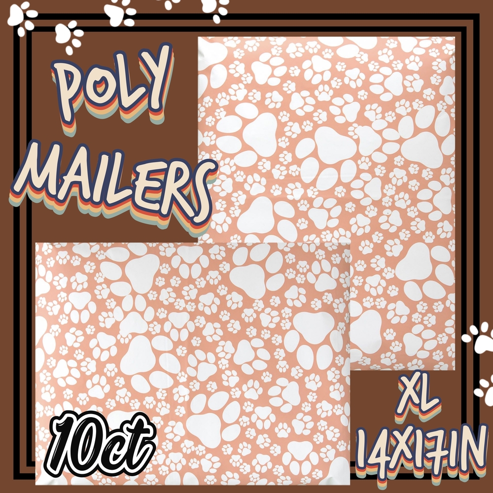 Paw Print Poly Mailers XL 14x17-in 10ct